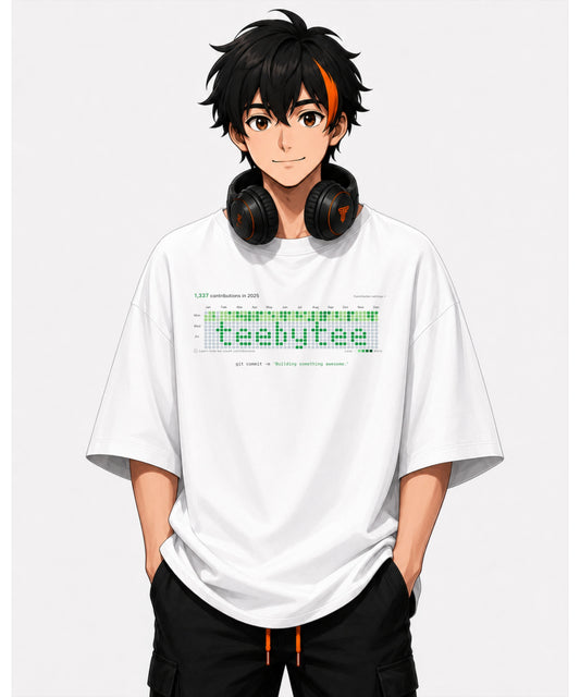 Commit History | Premium Developer Contribution Oversized Graph Graphic T-Shirt