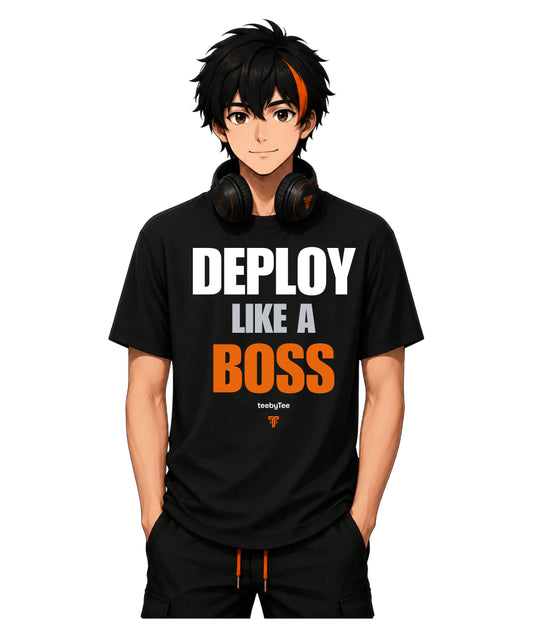 Deploy Like a Boss | Premium Developer Graphic T-Shirt for Software Engineers