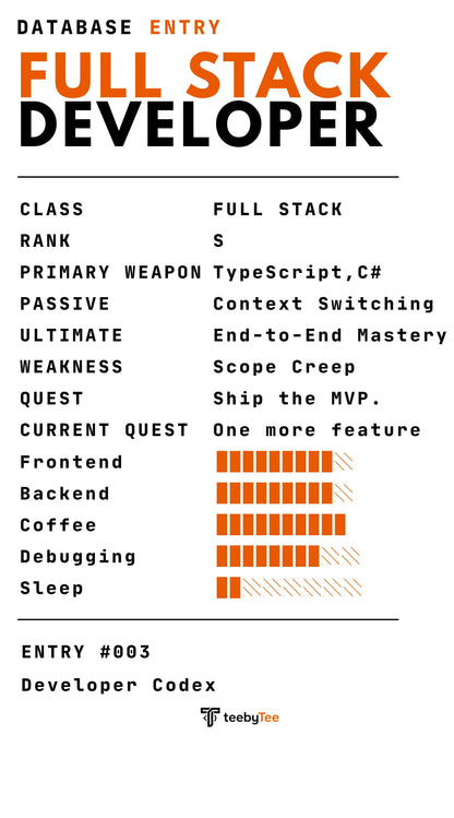 Full Stack Developer | Developer Codex #003 | Ultra Premium Oversized Terry T-Shirt