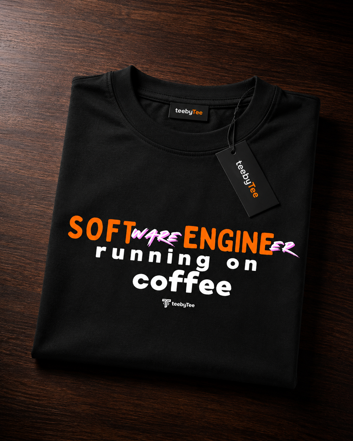 SOFT ENGINE Running on Coffee | Premium Developer Oversized T-Shirt