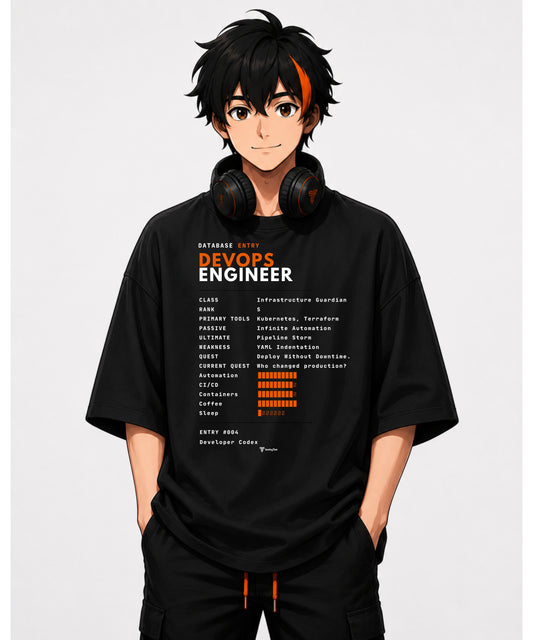 DevOps Engineer | Developer Codex #004: Shadow Edition | Ultra Premium Oversized Terry T-Shirt