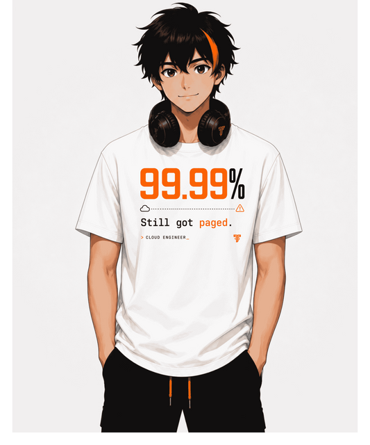 99.99% Still Got Paged | Light Cloud Engineer Graphic T-Shirt for Developers