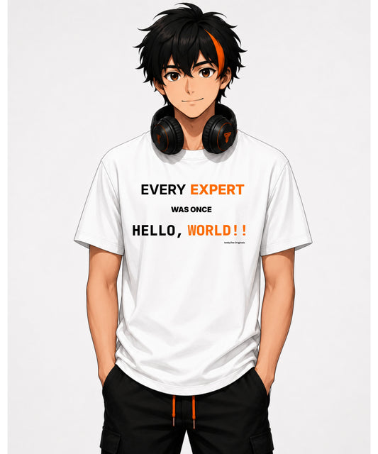 Every Expert Was Once Hello, World! | Premium Developer Graphic T-Shirt Bright