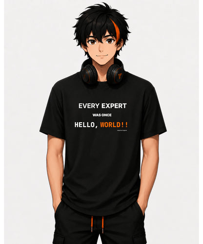 Every Expert Was Once Hello, World! | Premium Developer Graphic T-Shirt